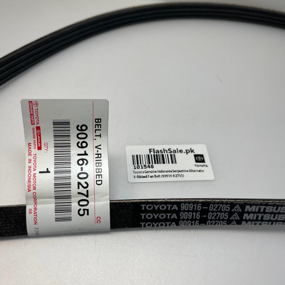 toyota genuine indonesia serpentine alternator v-ribbed fan belt 90916-02705